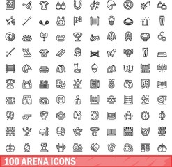 100 arena icons set. Outline illustration of 100 arena icons vector set isolated on white background