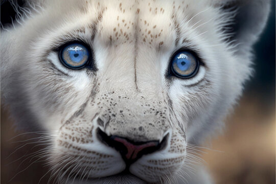 Photorealistic image of white lions. Generative AI