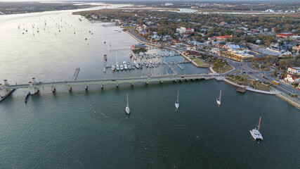 Aerial view of the Bridge of Lions in Saint Augustine, Florida