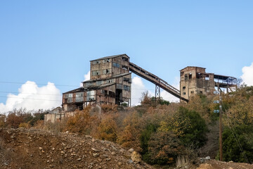 Fototapeta na wymiar Abandoned zinc mines near to Kirki village North Evros Greece environmental effects.