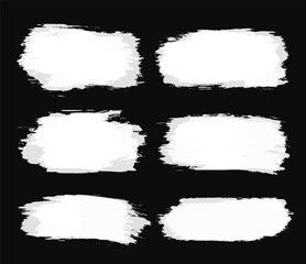 Set of different grunge white, ink paint brush strokes. Artistic design elements, grungy background vector illustration