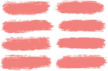 Set of different grunge red, ink paint brush strokes. Artistic design elements, grungy background vector illustration