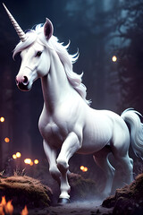 Plakat Cute Unicorn horse, horn animal fantasy. Generative AI 