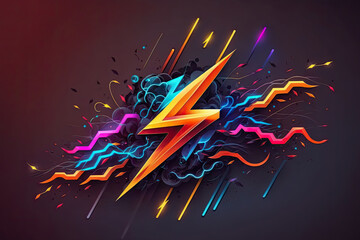 a flash in a colorful cloud, logo
