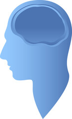 Man with place for information in brain. Vector illustration.