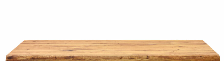 Wooden table top surface isolated over white background. Solid wood furniture close view vector illustration