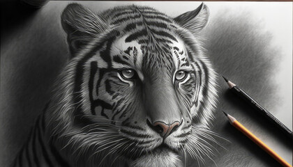 lifelike drawn tiger