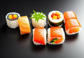 Maki sushi food. Background with selective focus. AI generated