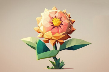 Low poly flower illustration