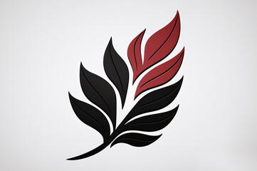 Autumn leaf illustration, red and black on white background