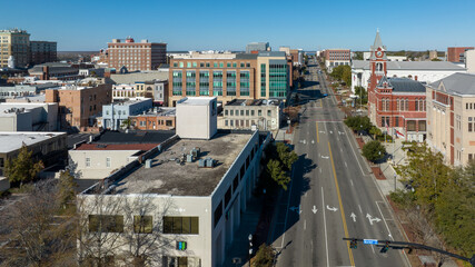 Obraz premium Aerial view of Downtown Wilmington, North Carolina.