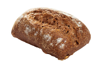 PNG. Rectangular bun made from dark rye flour. Isolate