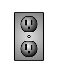 US electrical outlet isolated monochrome grey