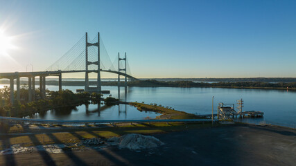 Aerial view of the Dames Point Bridge. 