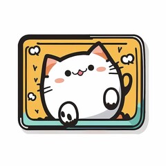 Obraz premium Cute Kawaii Sticker Cat Colorful - Generative AI