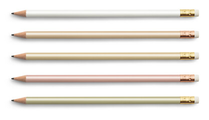 simple pencils with eraser and golden or copper / rose gold details in different neutral colors /...