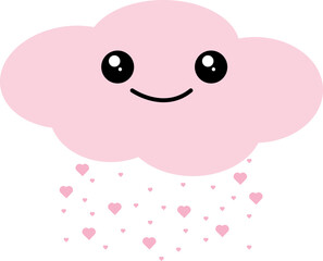 pink cute cloud with hearts, kawaii