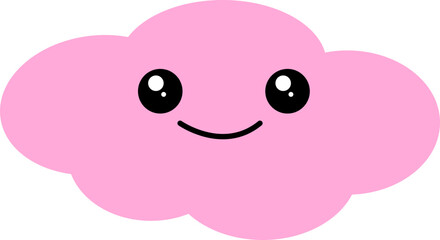 pink cute cloud character, kawaii