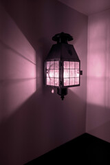 Lantern indoor light ramp on the wall in pastel tone, interior home decor