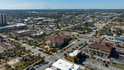 Aerial view of Jacksonville Beach, Florida in a sunny beautiful day.