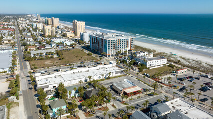 Aerial view of Jacksonville Beach, Florida in a sunny beautiful day. © Red Lemon