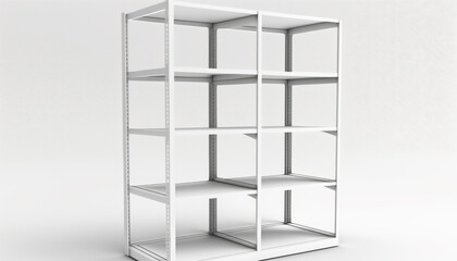 empty white domestic shelving for storage. isolated on a white background, generated with generative ai tools