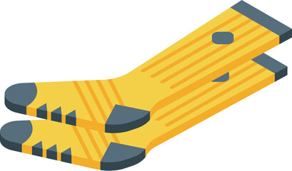 Yellow socks icon isometric vector. Winter fashion. Pair design