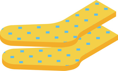 Yellow socks icon isometric vector. Fun accessory. Winter wool