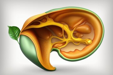 3d illustration cross section of healthy human gallbladder