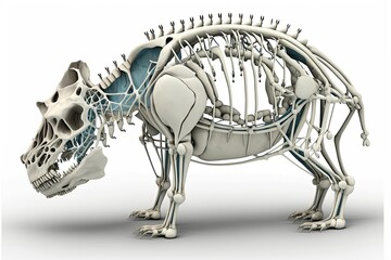  Hippo animal anatomy 3D rendering on white background. Generative AI