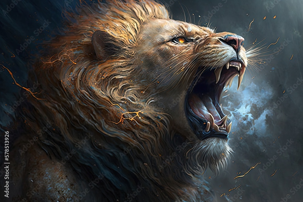 Wall mural roaring intensity from the fiercely beguiling creature of legend generative ai