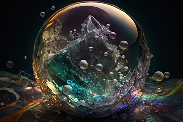 Obraz na płótnie Canvas Unlocking Prophecies With a Gleaming Gemstone Bubble Generative AI
