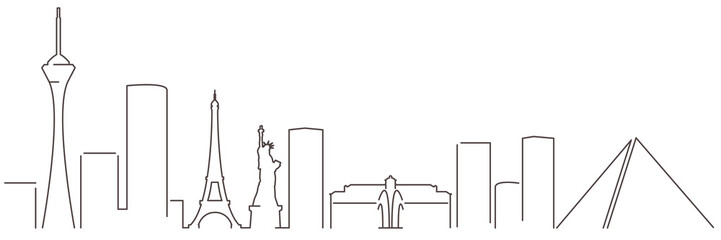 Las Vegas Dark Line Simple Minimalist Skyline With White Background © pabloprat