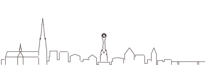 Linz Dark Line Simple Minimalist Skyline With White Background