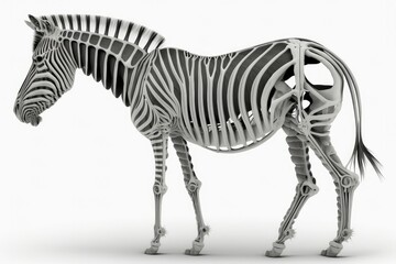 Fototapeta na wymiar Zebra skeleton isolated on white background 