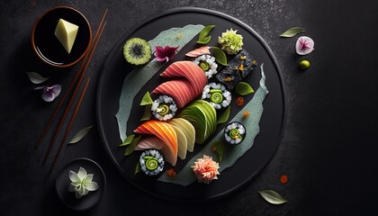 Savor the Flavor of Sushi: Delicious Rolls in Every Shot. AI Generative.