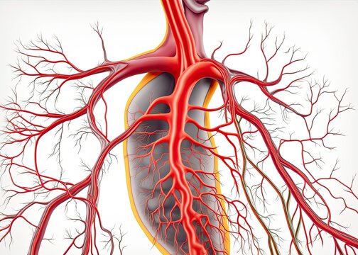 3d render anatomy of a healthy human artery isolated on white background. Generative AI.