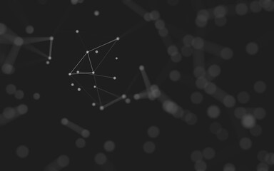Abstract background. Molecules technology with polygonal shapes, connecting dots and lines. Connection structure. Big data visualization.
