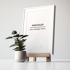 simple modern frame with plant for mockups