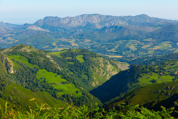 Fototapeta premium Panoramic summer mountain view of Picos de Europa range, Spain