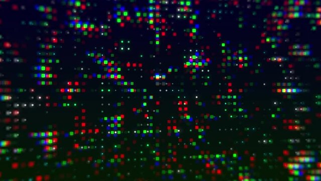 Animation of colourful spots moving over black background