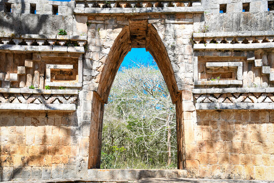 Ancient mayan arch at Labna mayan ruins, Yucatan, Mexico. UNESCO World Heritage Site