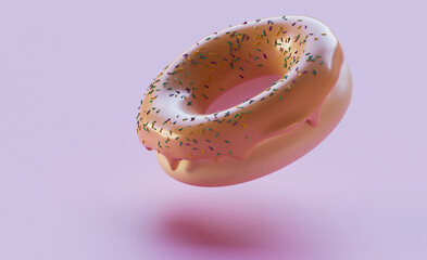 colored donuts in glaze 3d graphics