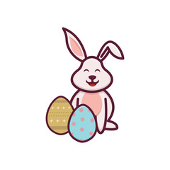 rabbit and egg vector design 