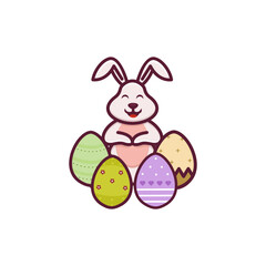 rabbit and egg vector design 