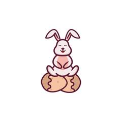rabbit and egg vector design 