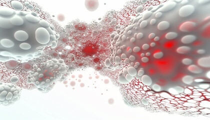 Photo illustration concept of viruses in the blood. Generative AI.