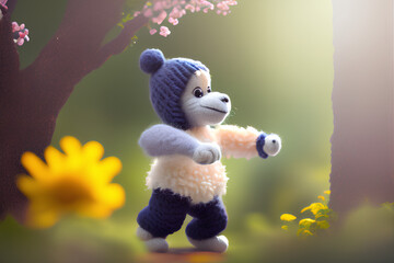 Teddy bear with gift.  Created with ai technologies