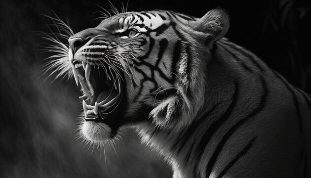 black and white tiger portrait