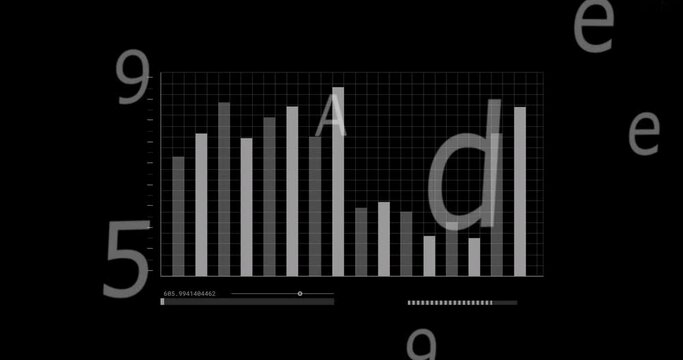 Animation of statistics, letters and data processing